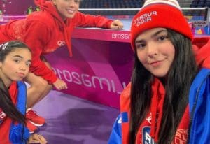 Adriana Díáz, Melanie Díaz y Daniely Ríos, equipo de tenis de mesa de Puerto Rico.