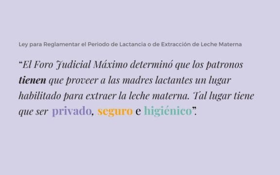 Ley para Reglamentar el Periodo de Lactancia o de Extracción de Leche Materna