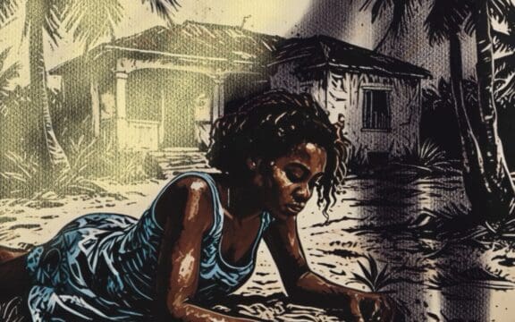 Ilustración que muestra a niña jugando en República Dominicana