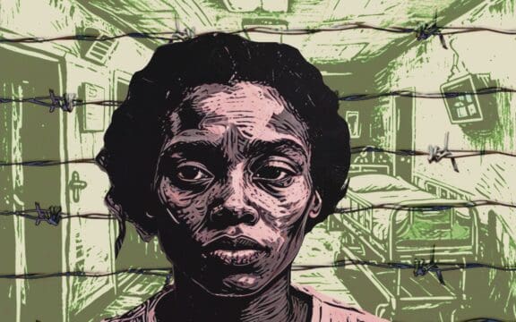 Ilustración de rostro de mujer haitiana.