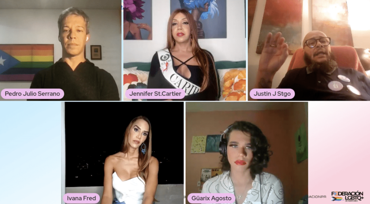Conversatorio Voces Trans: Resistencia y Lucha en Puerto Rico, con les activistas Ivana Fred Millán, Justin Jesús Santiago, Jennifer Orellana y Güarix Agosto.